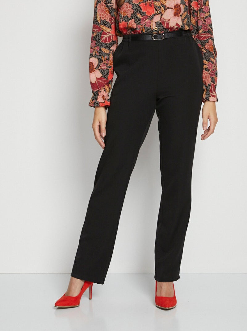 Pantalon infroissable taille semi élastiquée Noir - Kiabi