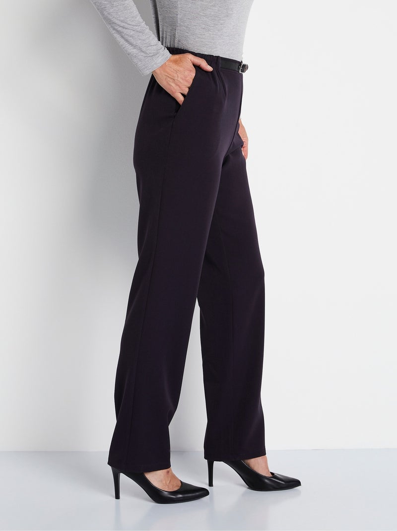 Pantalon infroissable taille semi élastiquée Violet - Kiabi