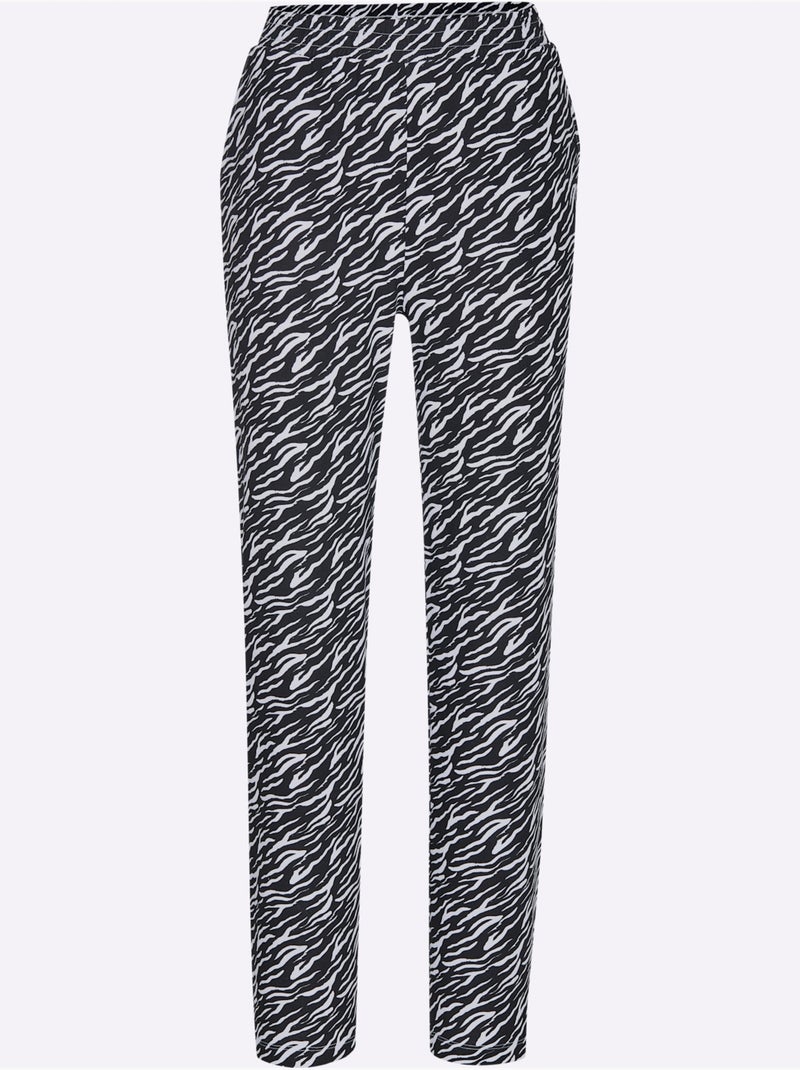 Pantalon Interlock - Taille Courte - Witt Noir Blanc - Kiabi