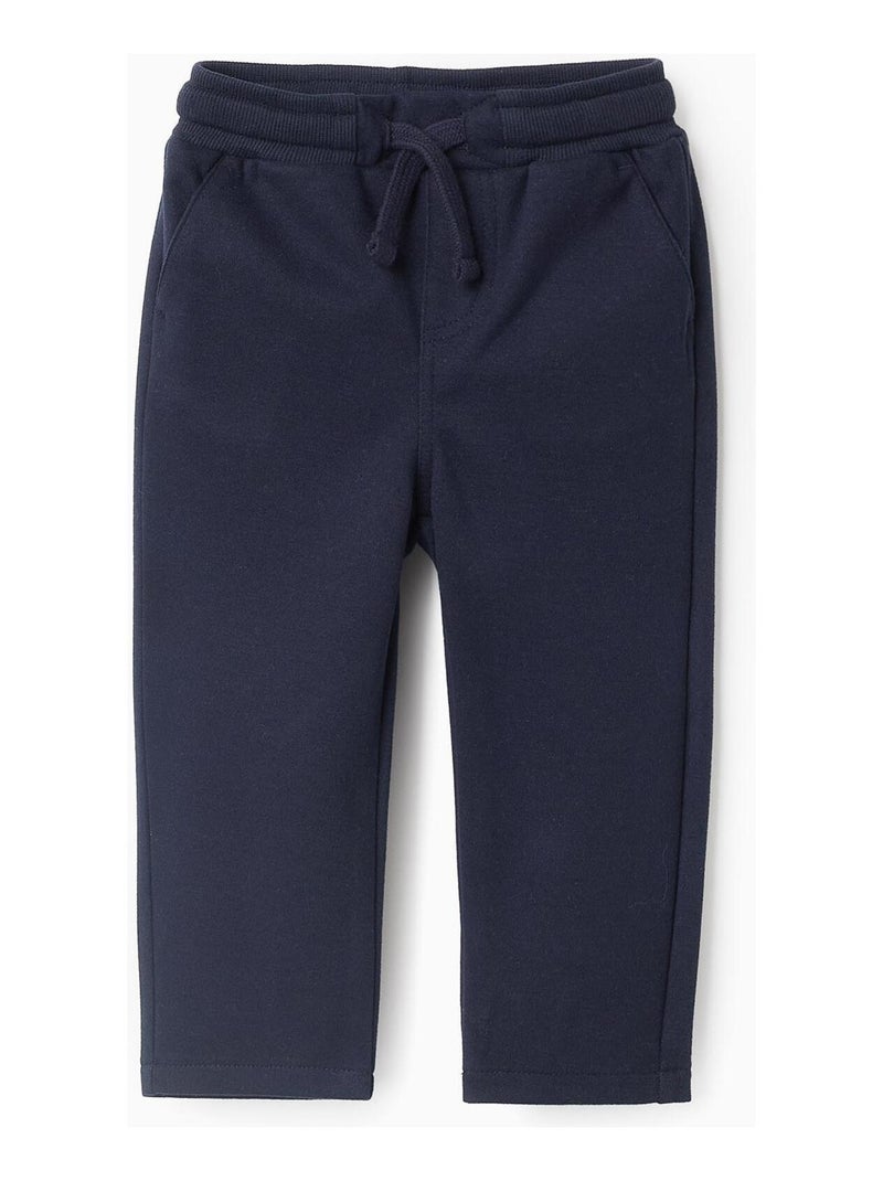 Pantalon interlock, ceinture élastique, cordon de serrage, velours côtelé NOVEAUX NATURE Bleu foncé - Kiabi