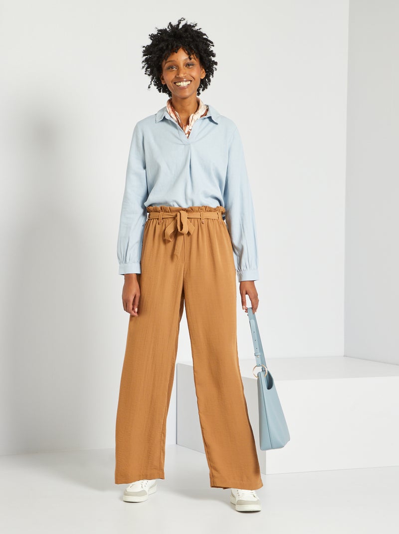 Pantalon 'Jacqueline de Yong' fluide beige - Kiabi
