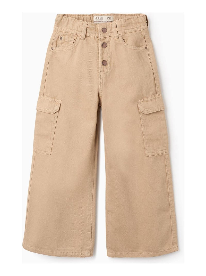 Pantalon jambe large, sergé ART ATTACK Beige foncé - Kiabi
