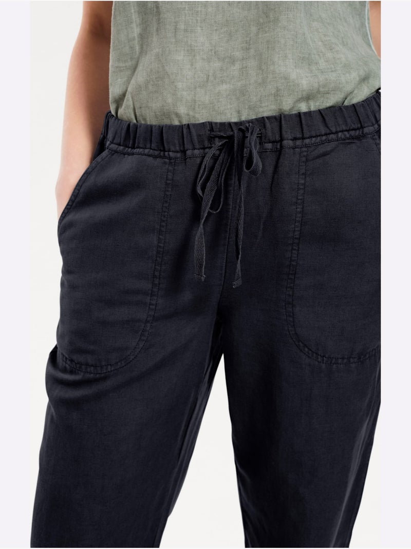 Pantalon Jambes Larges - Taille Courte - helline Bleu marine - Kiabi