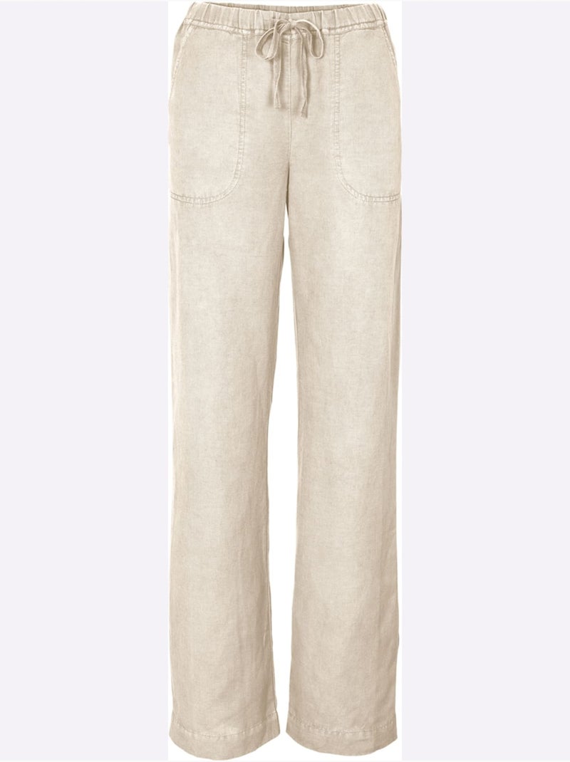 Pantalon Jambes Larges - Taille Standard - helline Sable - Kiabi