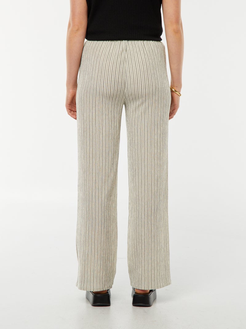 Pantalon jambes larges avec imprimé rayé BEIGE - Kiabi