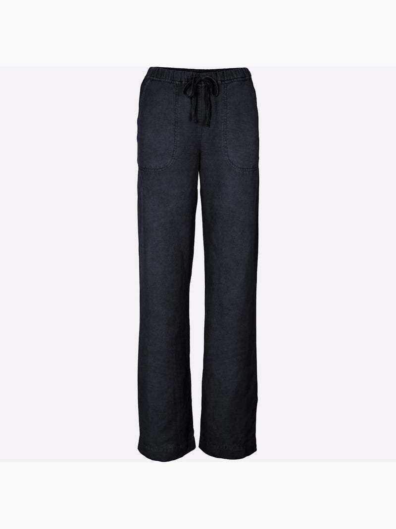 Pantalon jambes larges mode - taille courte - helline Bleu marine - Kiabi