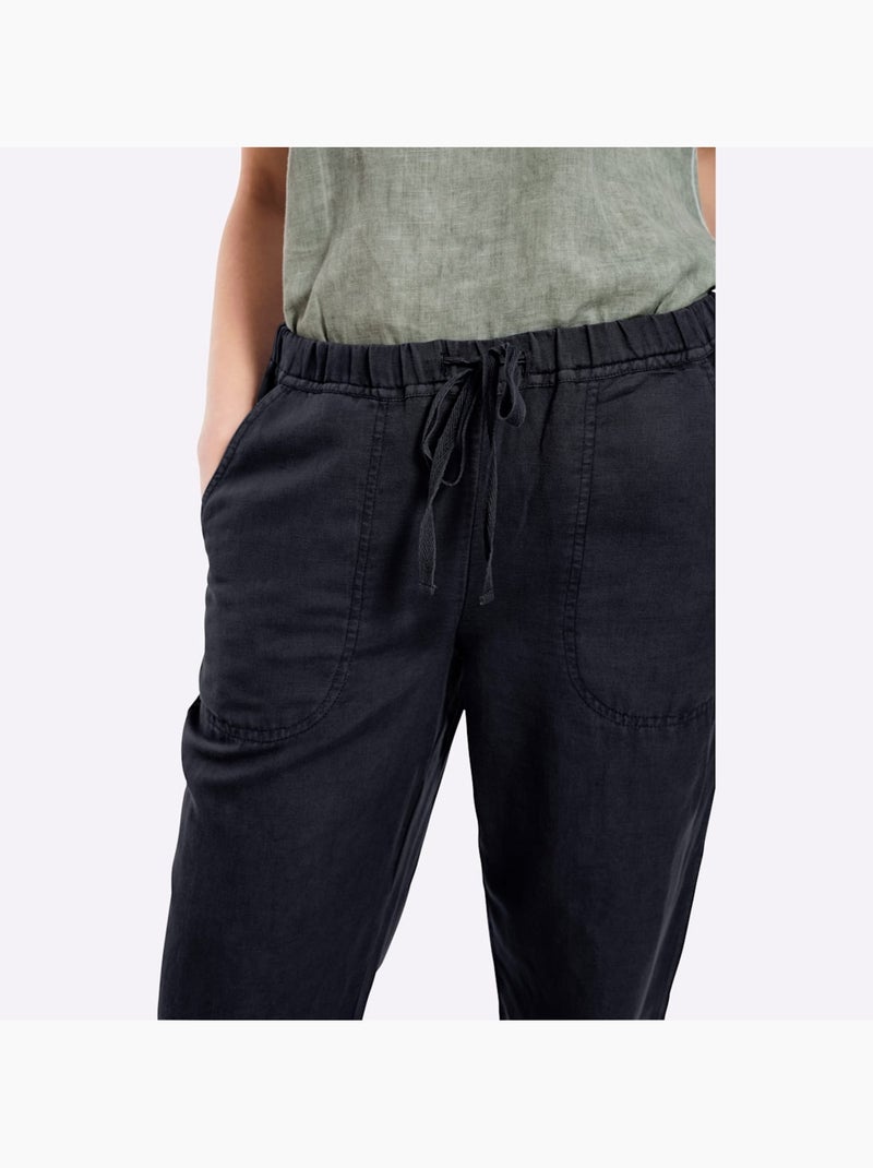 Pantalon jambes larges mode - taille courte - helline Bleu marine - Kiabi