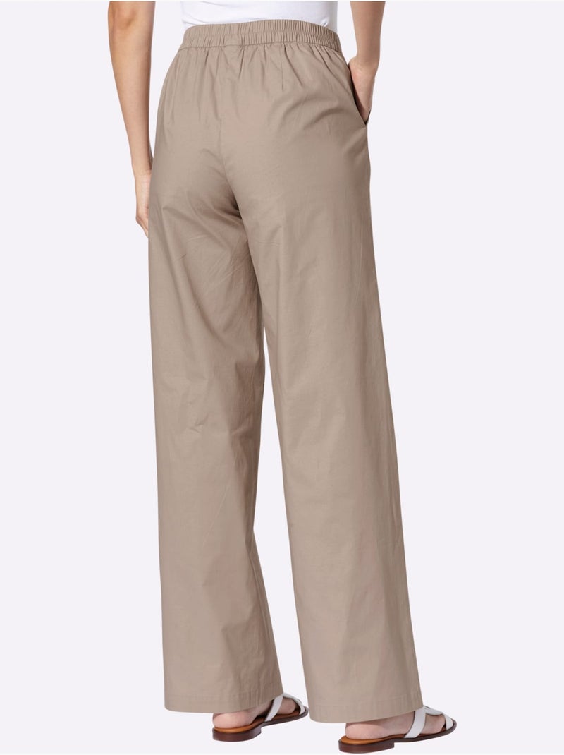 Pantalon Jambes Larges Mode - Taille Standard - Helline Beige - Kiabi