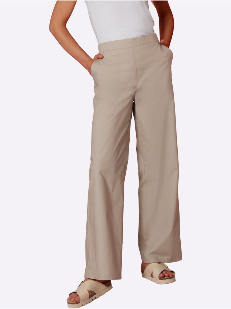 Pantalon Jambes Larges Mode - Taille Standard - Helline Beige - Kiabi