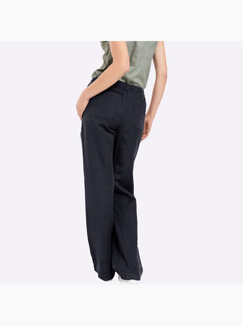 Pantalon jambes larges mode - taille standard - helline Bleu marine - Kiabi