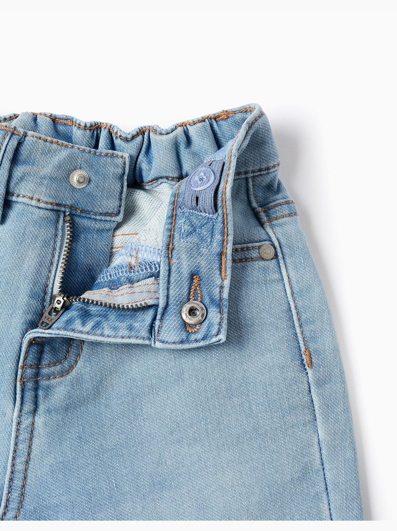 Pantalon jean à ourlet plié Bleu clair - Kiabi