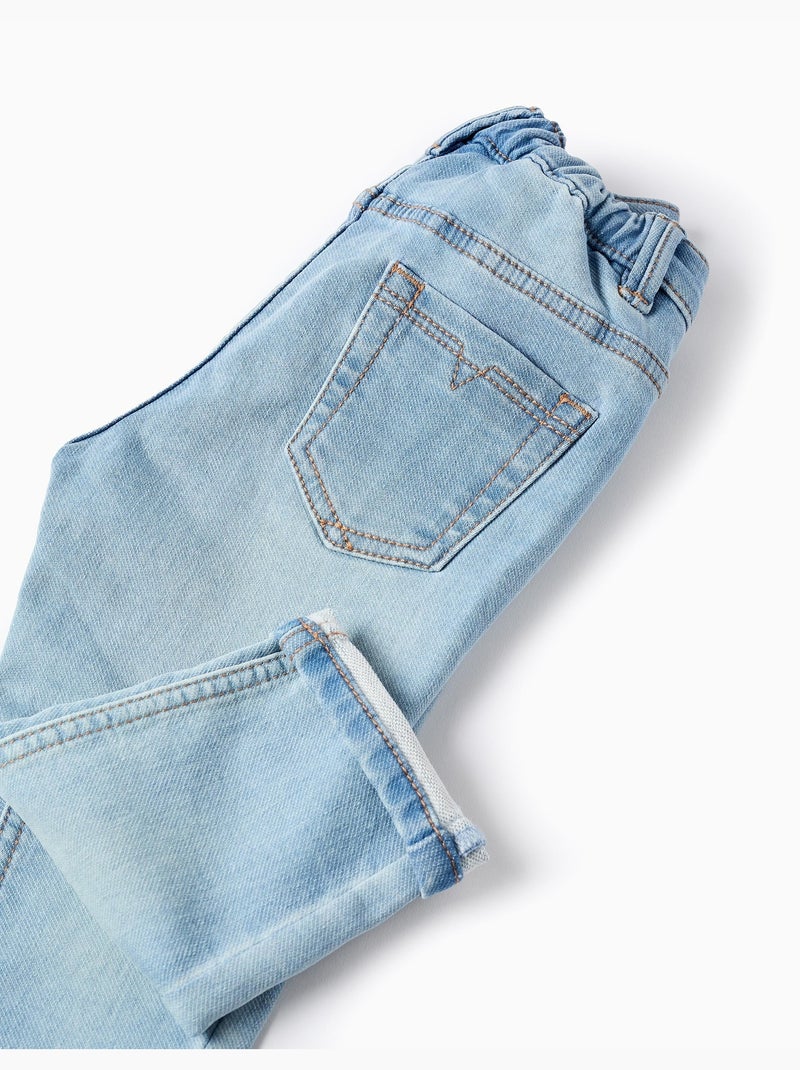 Pantalon jean à ourlet plié Bleu clair - Kiabi