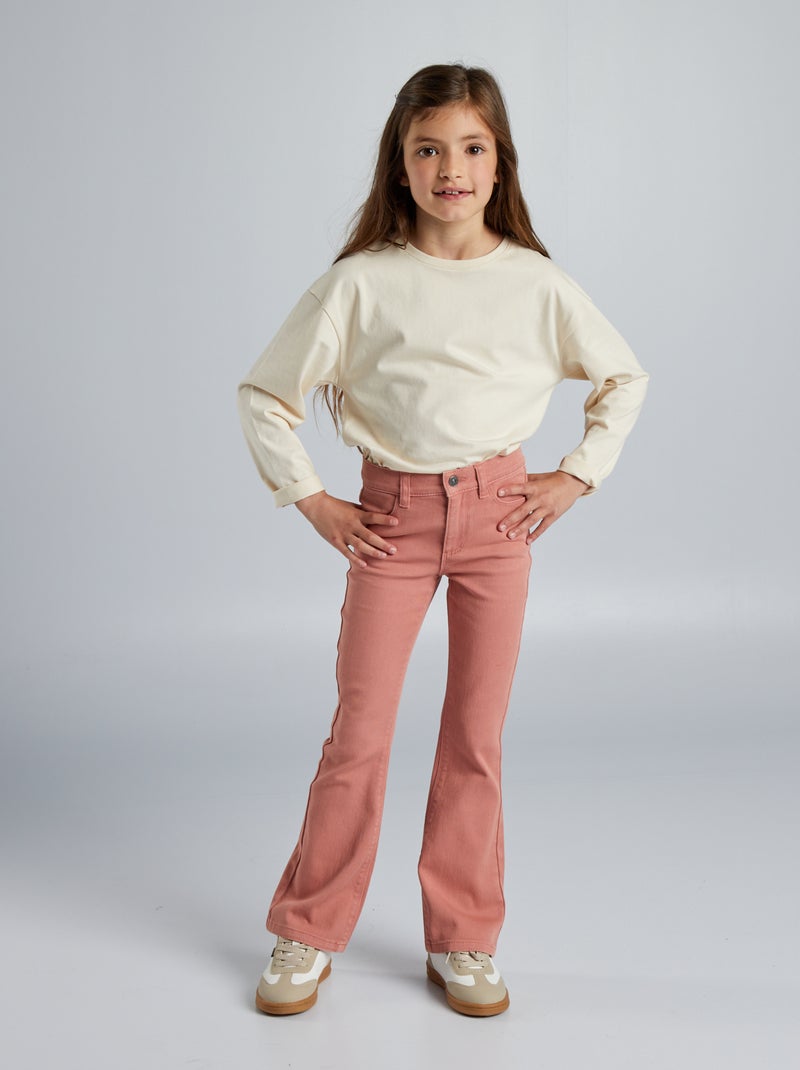 Pantalon jean coupe flare - Coupe + ajustée Rose - Kiabi