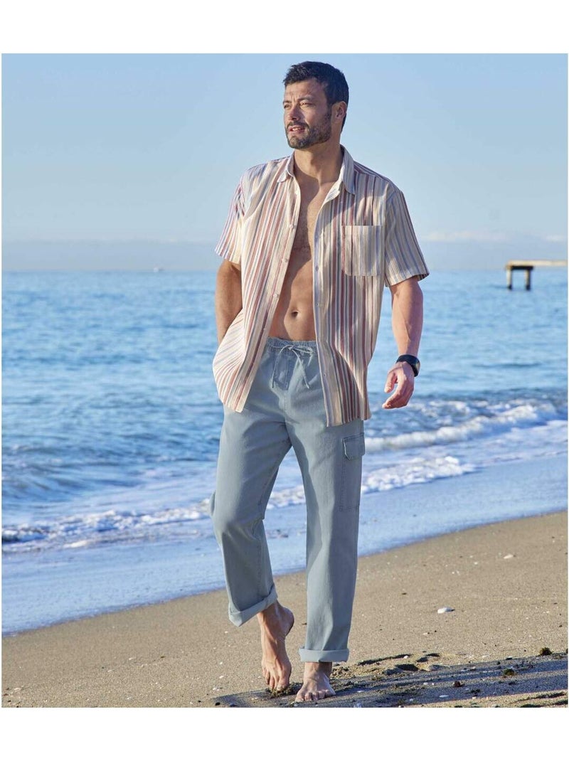 Pantalon Jean Détente Cargo Freedom  - ATLAS FOR MEN Bleu - Kiabi