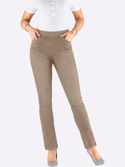 pantalon jean droit femme avec poches avant et arrière aspect délavé - Taille courte - Witt - Kiabi