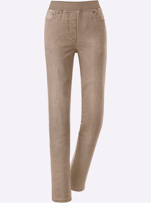 pantalon jean droit femme avec poches avant et arrière aspect délavé - Taille courte - Witt - Kiabi