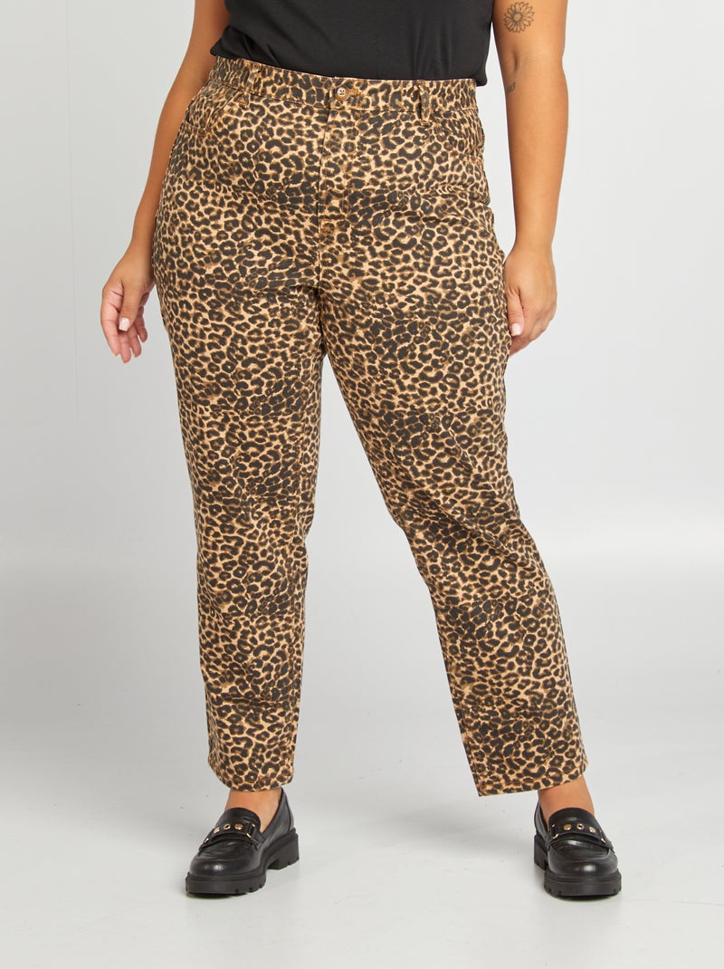 Pantalon jean léopard Léopard - Kiabi