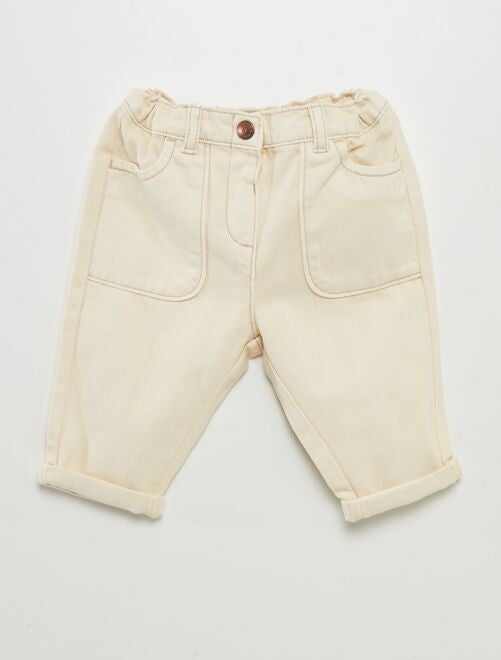 Pantalon jean paperbag - Kiabi