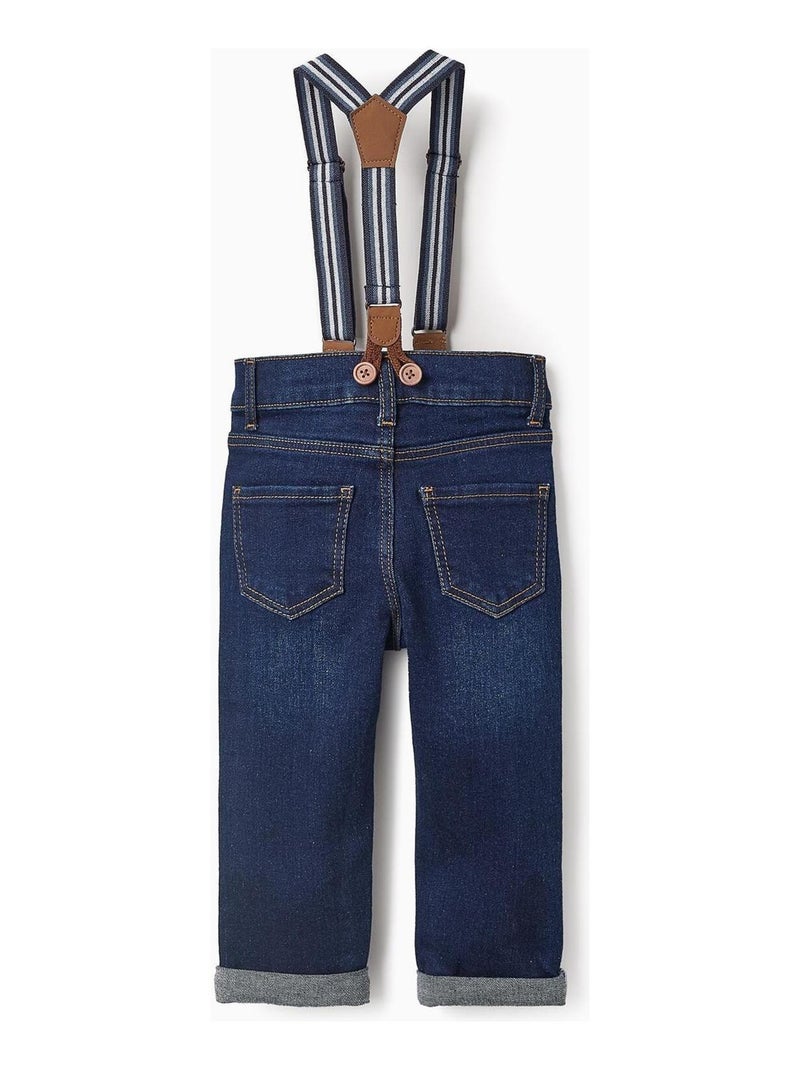 Pantalon jeans, avec bretelles ISTANBUL Bleu foncé - Kiabi