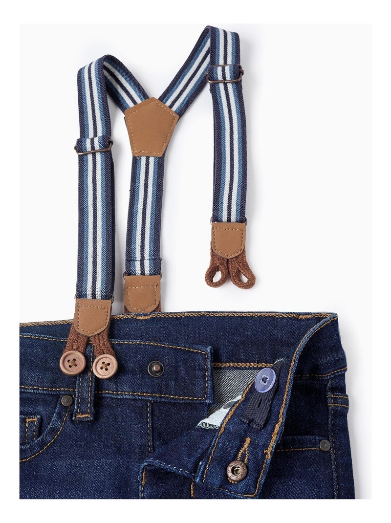 Pantalon jeans, avec bretelles ISTANBUL Bleu foncé - Kiabi