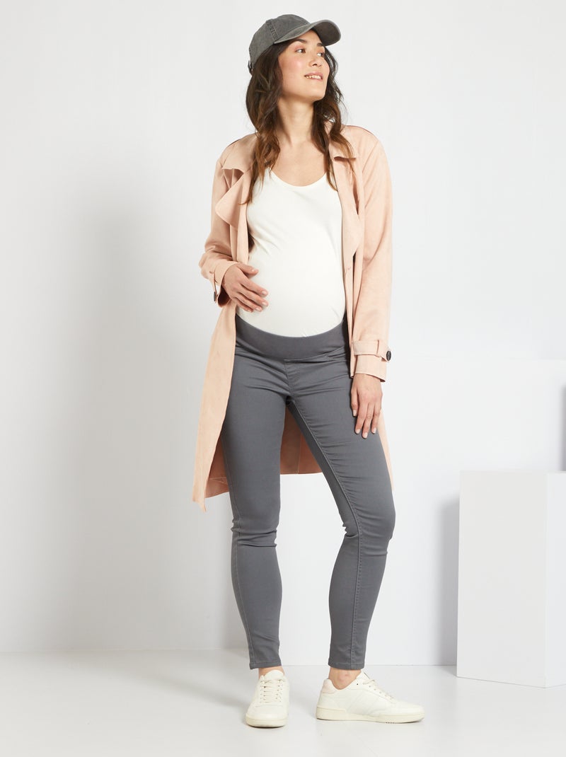Pantalon jegging de grossesse bandeau bas gris - Kiabi