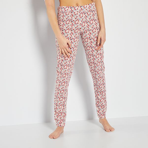 Pantalon Jersey Imprime Femme Blanc Rouge Kiabi 8 00