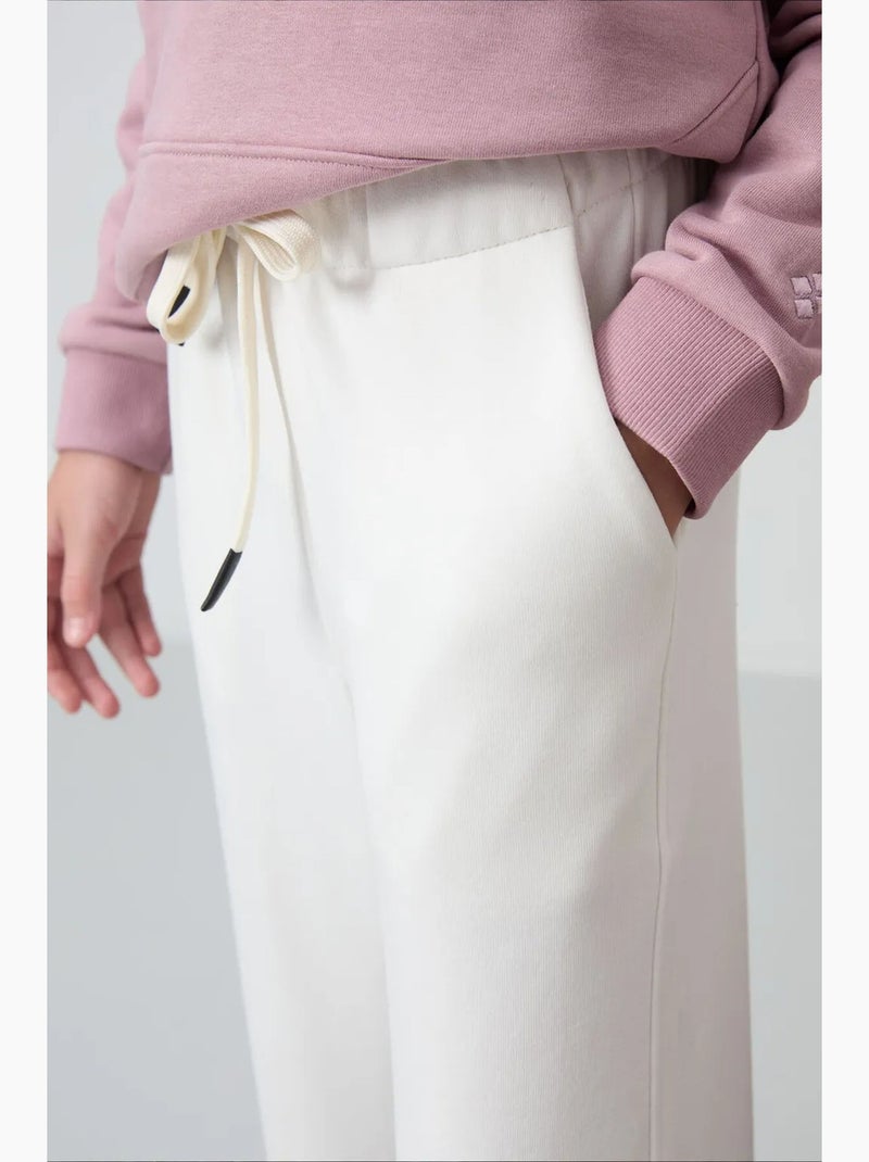 Pantalon jeune à taille cordon tommy Blanc cassé - Kiabi