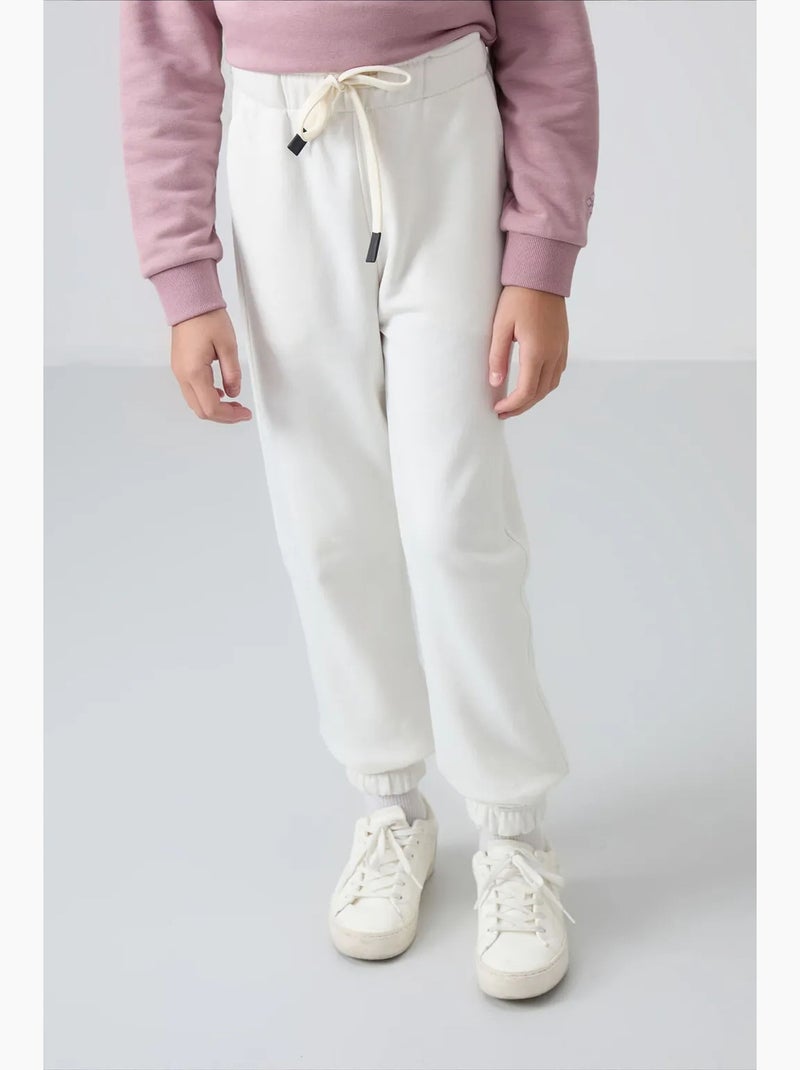 Pantalon jeune à taille cordon tommy Blanc cassé - Kiabi