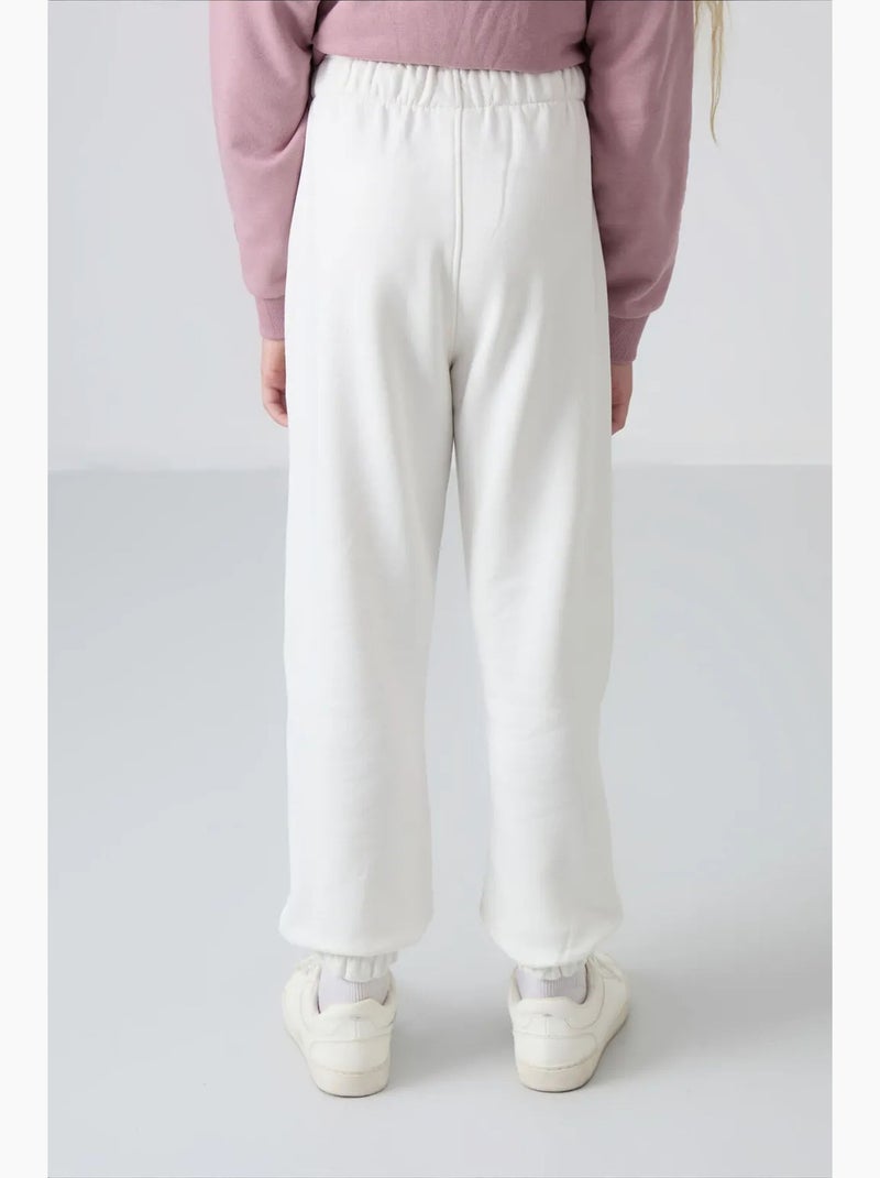 Pantalon jeune à taille cordon tommy Blanc cassé - Kiabi