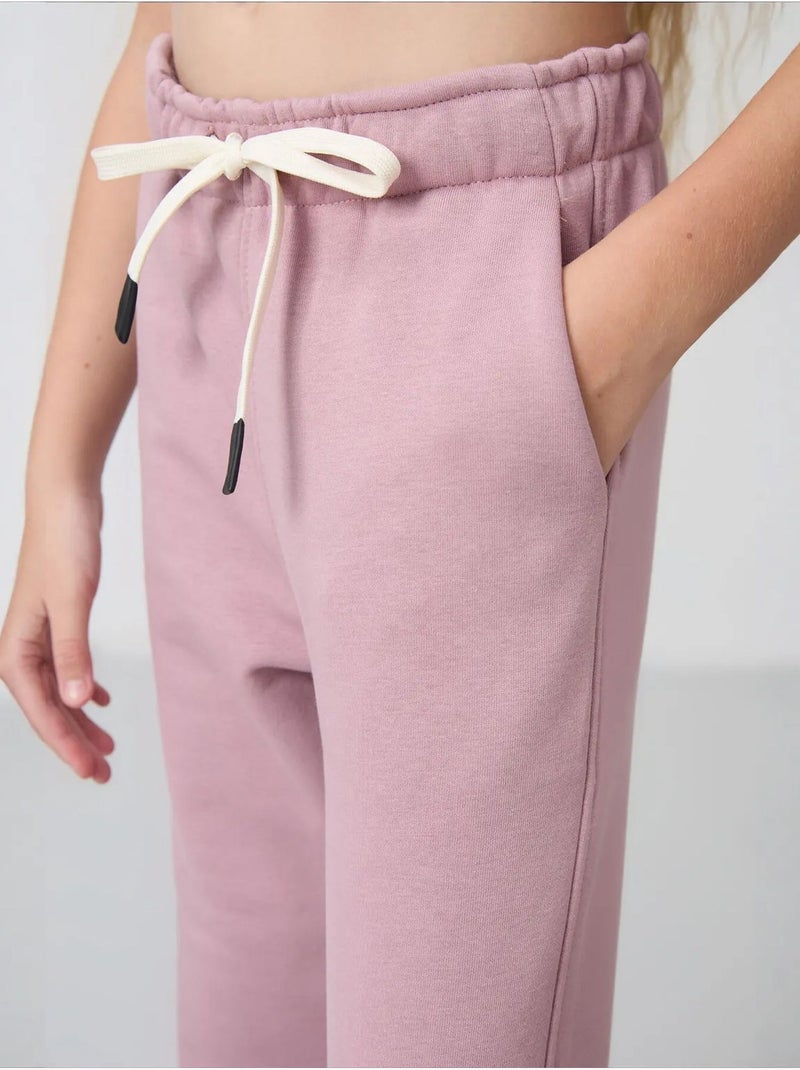 Pantalon jeune à taille cordon tommy Mauve - Kiabi
