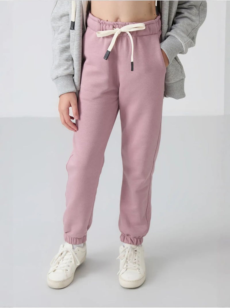 Pantalon jeune à taille cordon tommy Mauve - Kiabi