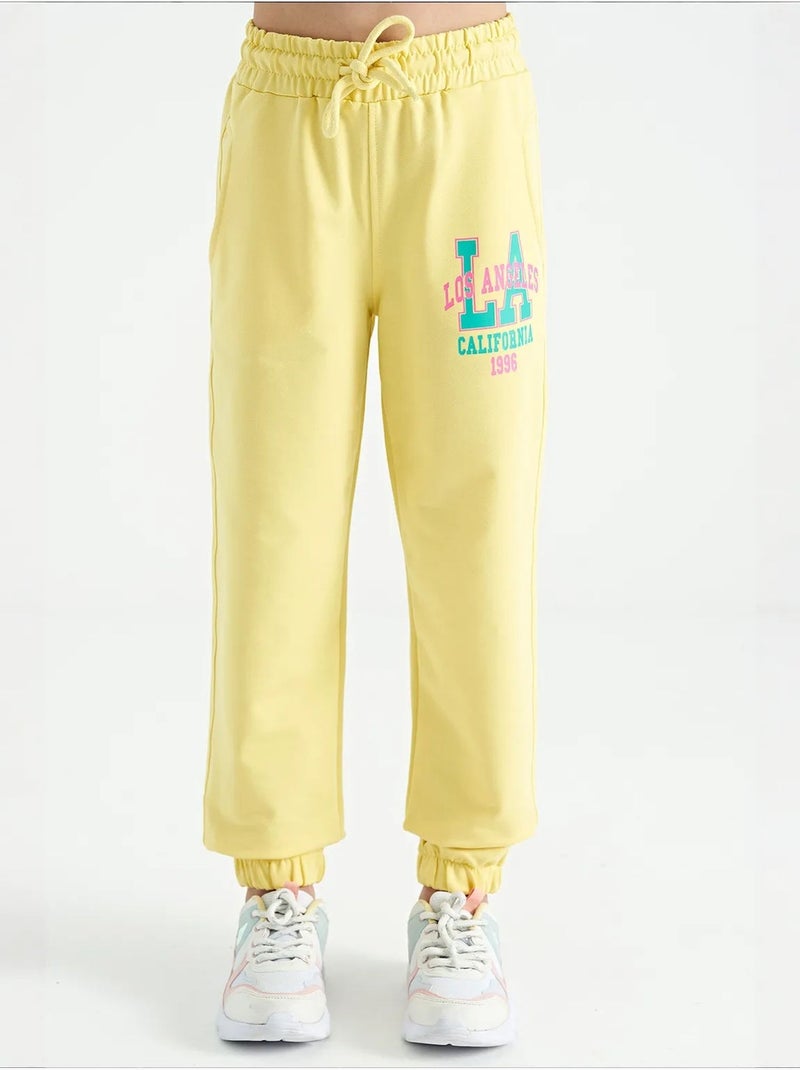 Pantalon jeune en mélange coton tommy Jaune citron - Kiabi