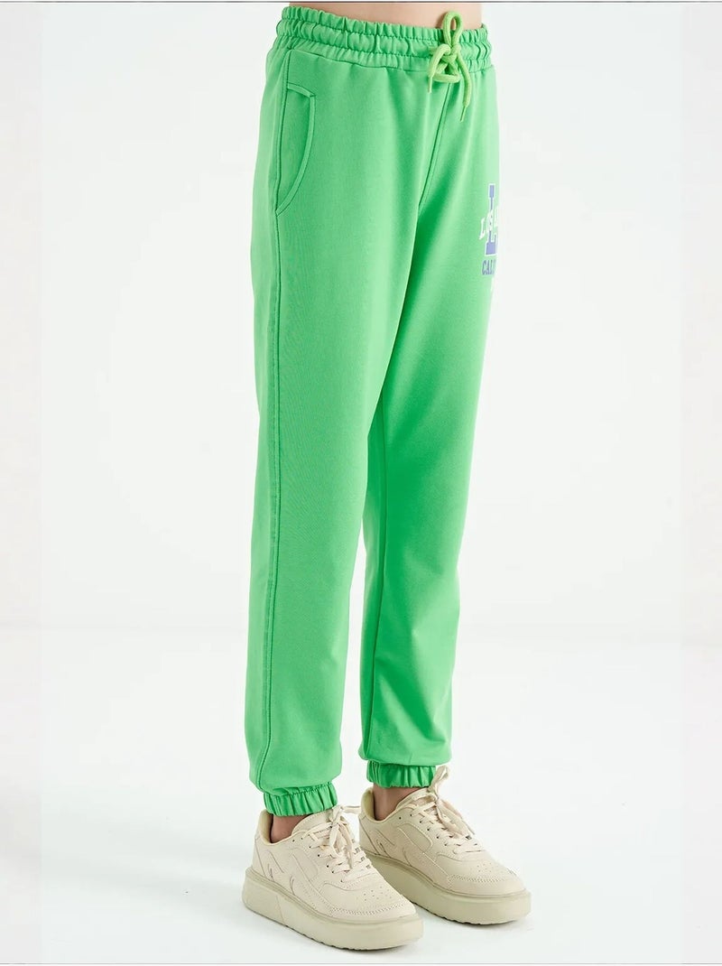 Pantalon jeune en mélange coton tommy Vert tilleul - Kiabi
