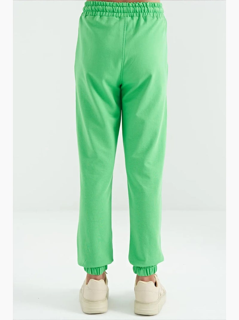 Pantalon jeune en mélange coton tommy Vert tilleul - Kiabi