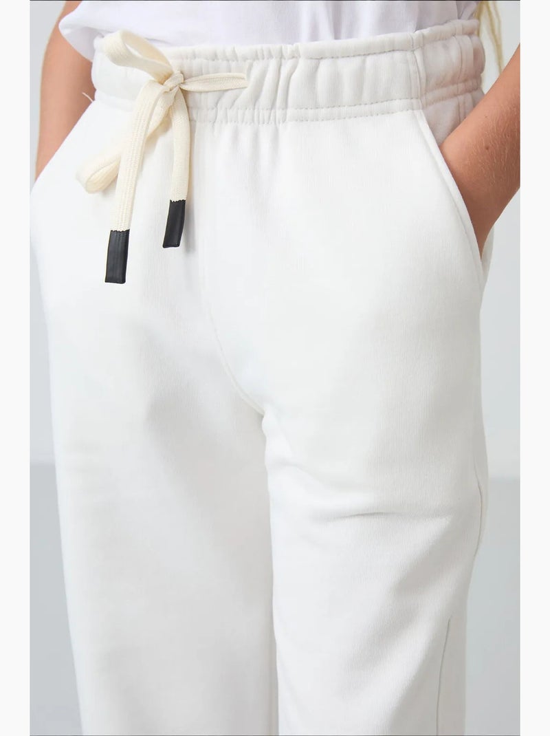 Pantalon jeunesse à cordon tommy Blanc cassé - Kiabi