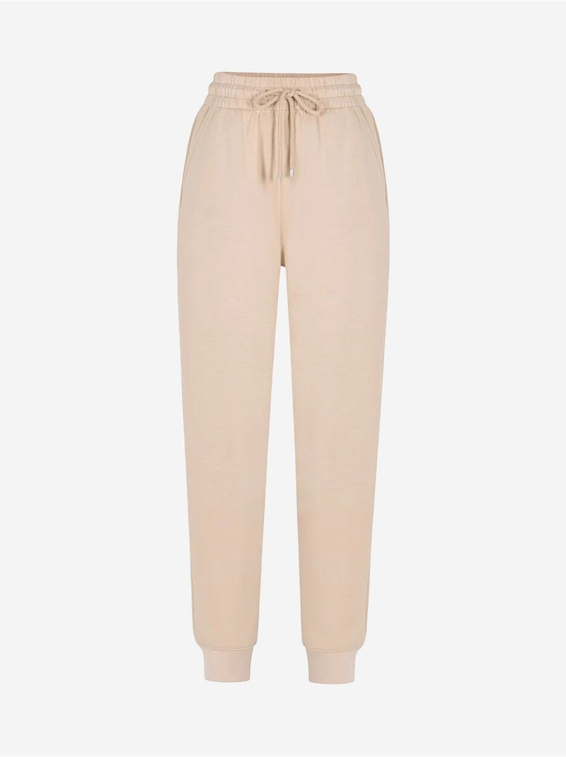 Pantalon jogger à poignets en modal penti Beige argile - Kiabi