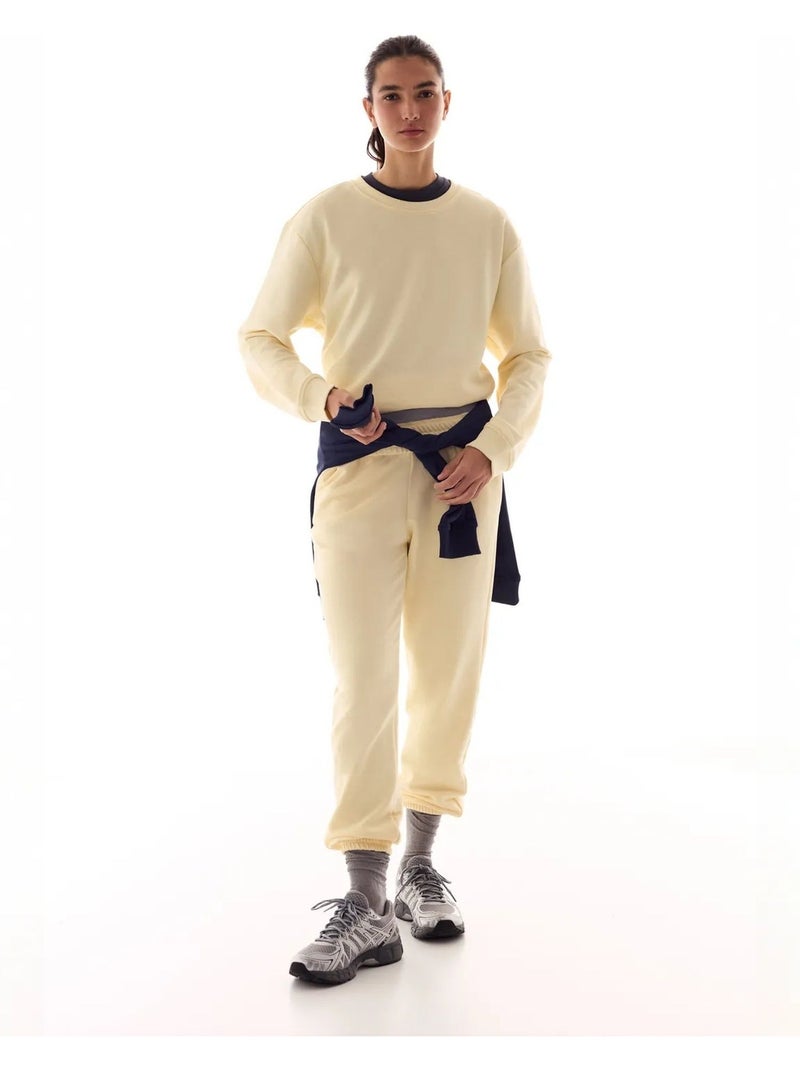 Pantalon jogger actif taille haute penti Crème - Kiabi