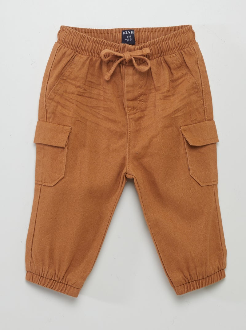 Pantalon jogger avec poches à rabat Marron - Kiabi