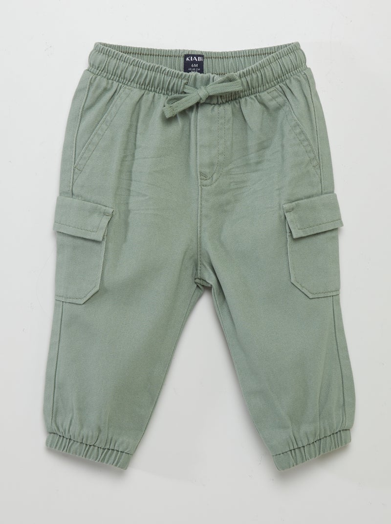 Pantalon jogger avec poches à rabat Vert - Kiabi