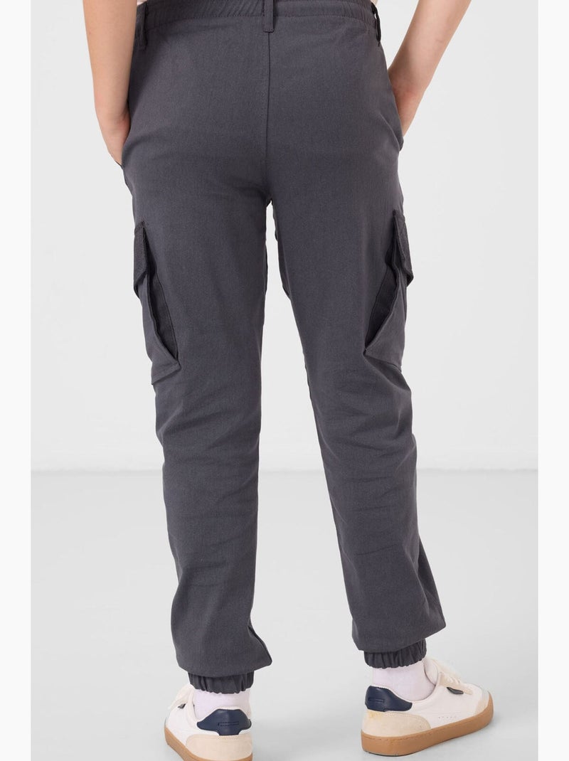 Pantalon jogger cargo enfant tommy Gris Noir - Kiabi