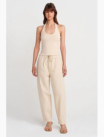 Pantalon jogger droit en popeline de coton dilvin