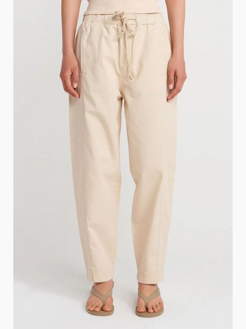 Pantalon jogger droit en popeline de coton dilvin Beige argile - Kiabi