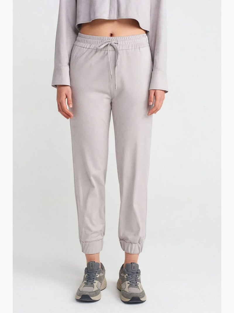 Pantalon jogger effet daim dilvin Gris clair - Kiabi
