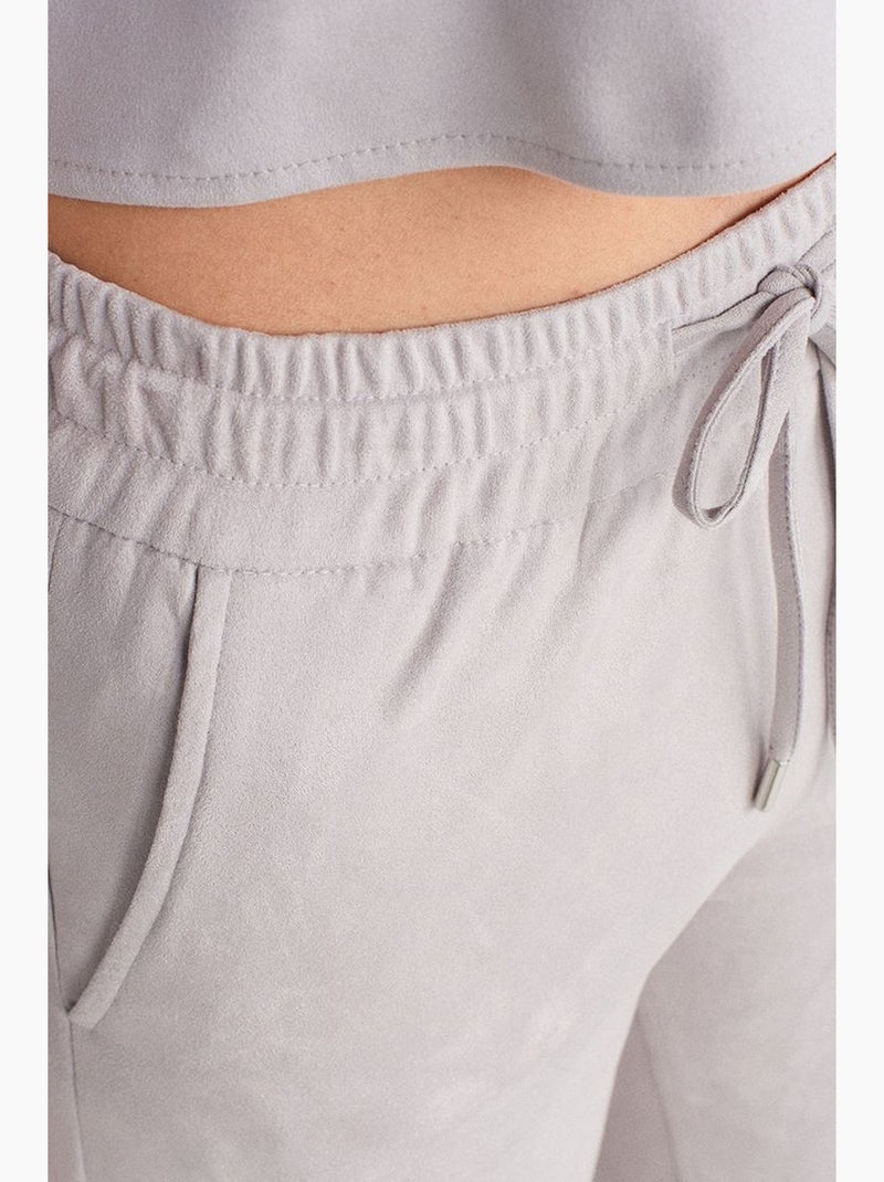 Pantalon jogger effet daim dilvin Gris clair - Kiabi