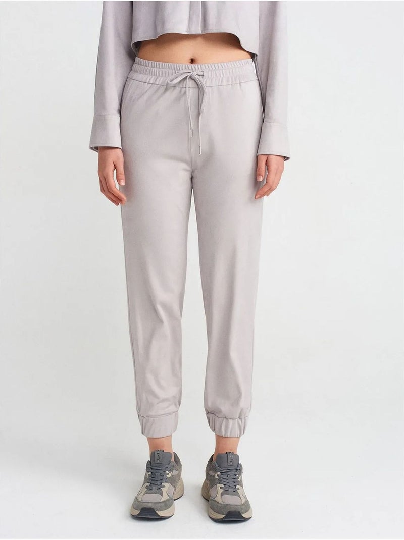 Pantalon Jogger Effet Daim Gris clair - Kiabi