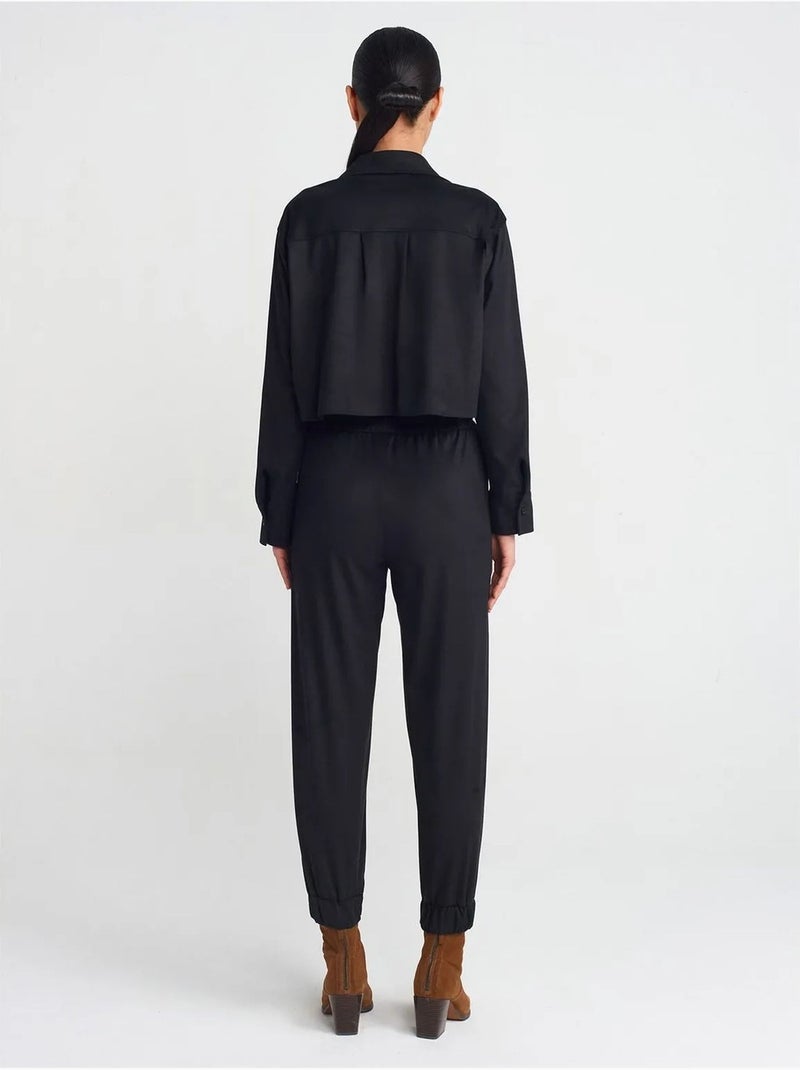 Pantalon Jogger Effet Daim Noir - Kiabi