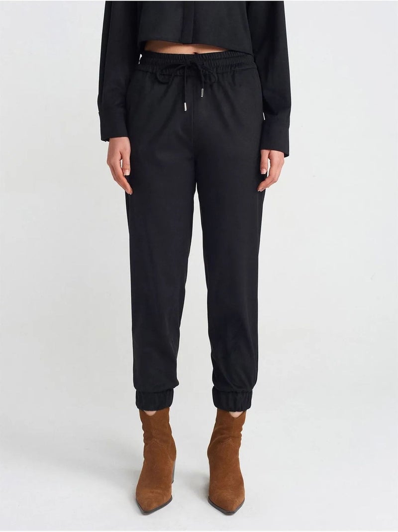 Pantalon Jogger Effet Daim Noir - Kiabi