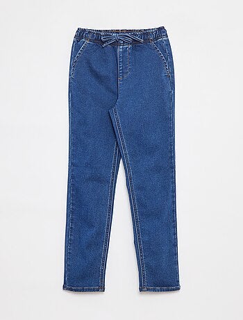 Pantalon jogger en denim avec taille élastiquée