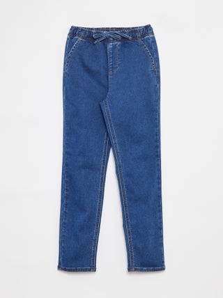 Pantalon jogger en denim avec taille élastiquée