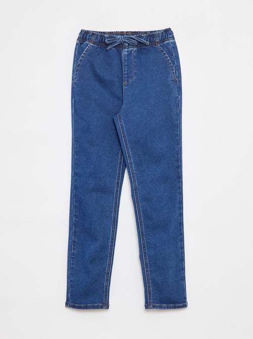 Pantalon jogger en denim avec taille élastiquée - Kiabi
